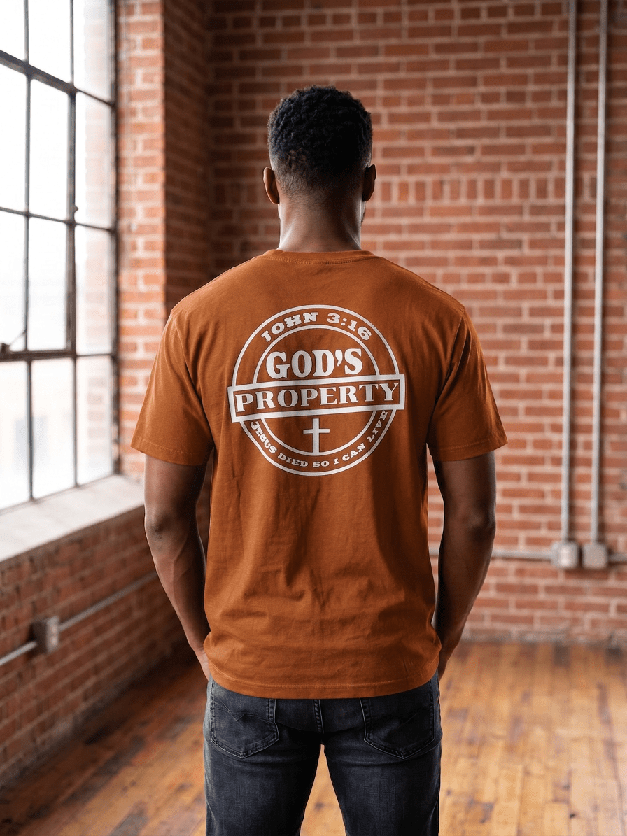 God's Property Unisex T-Shirt - white print - Press N’ Pray Kingdom Wear