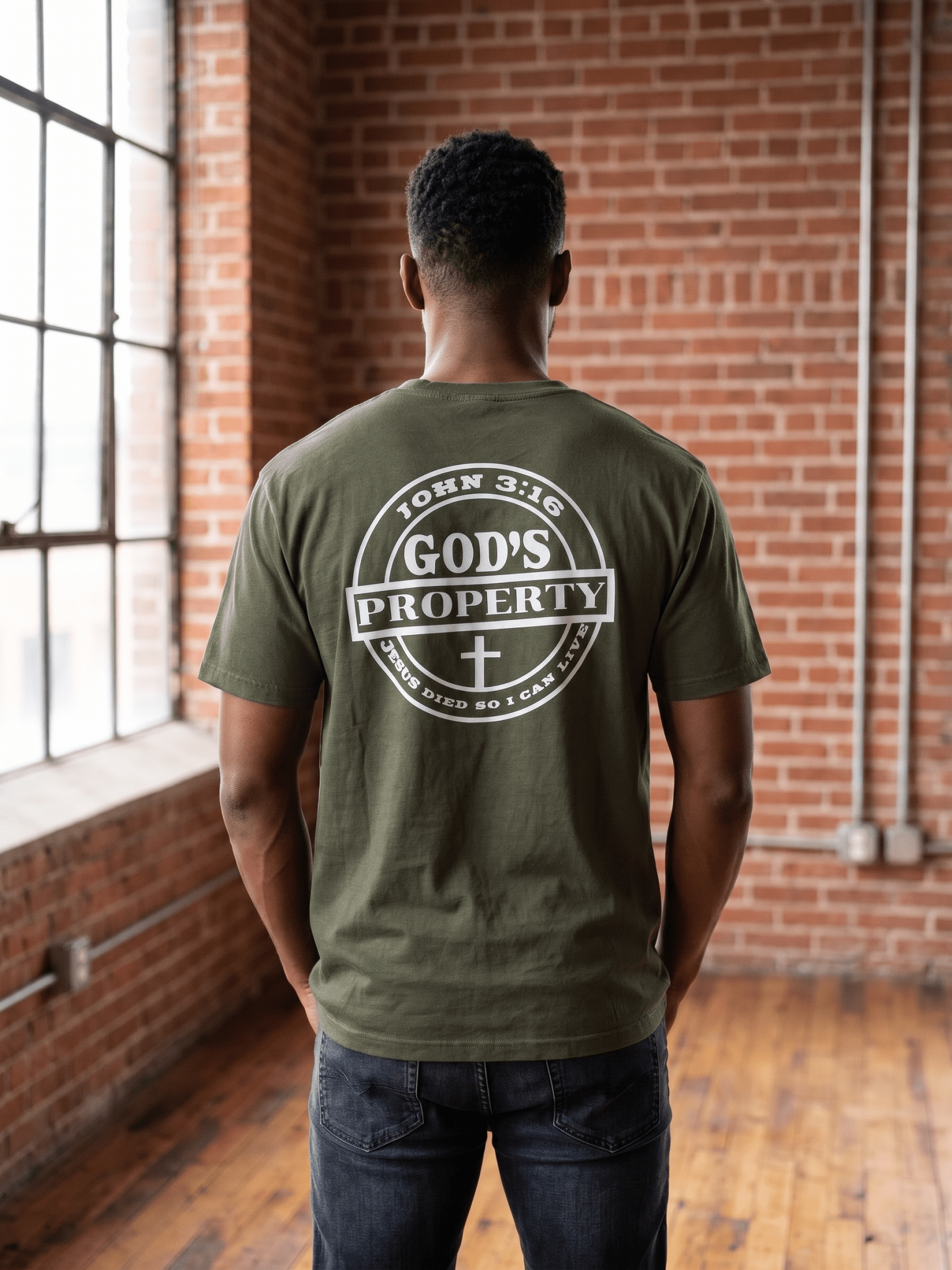 God's Property Unisex T-Shirt - white print - Press N’ Pray Kingdom Wear