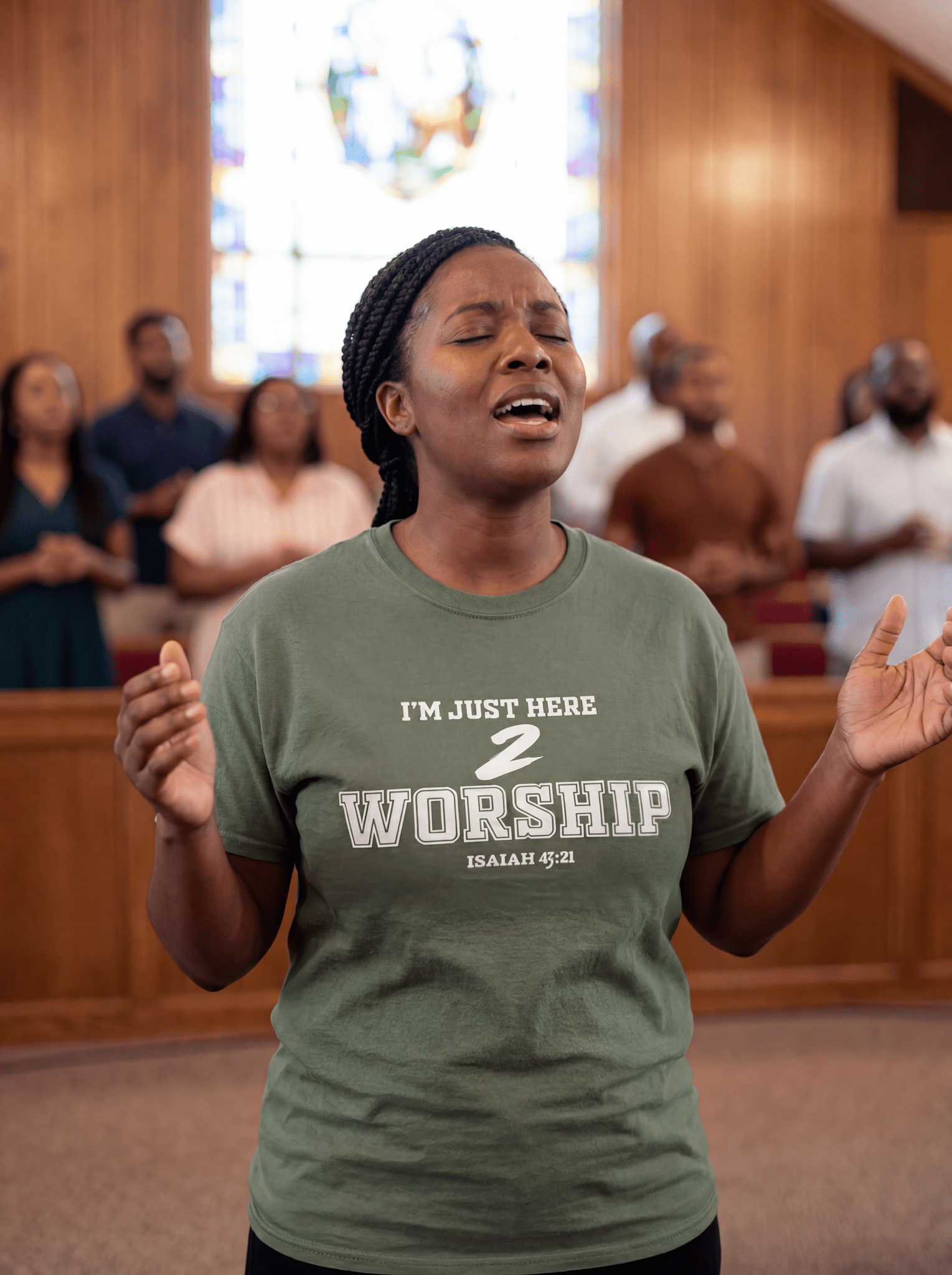I'm Just Here 2 Worship Unisex T-Shirt - white print - Press N’ Pray Kingdom Wear