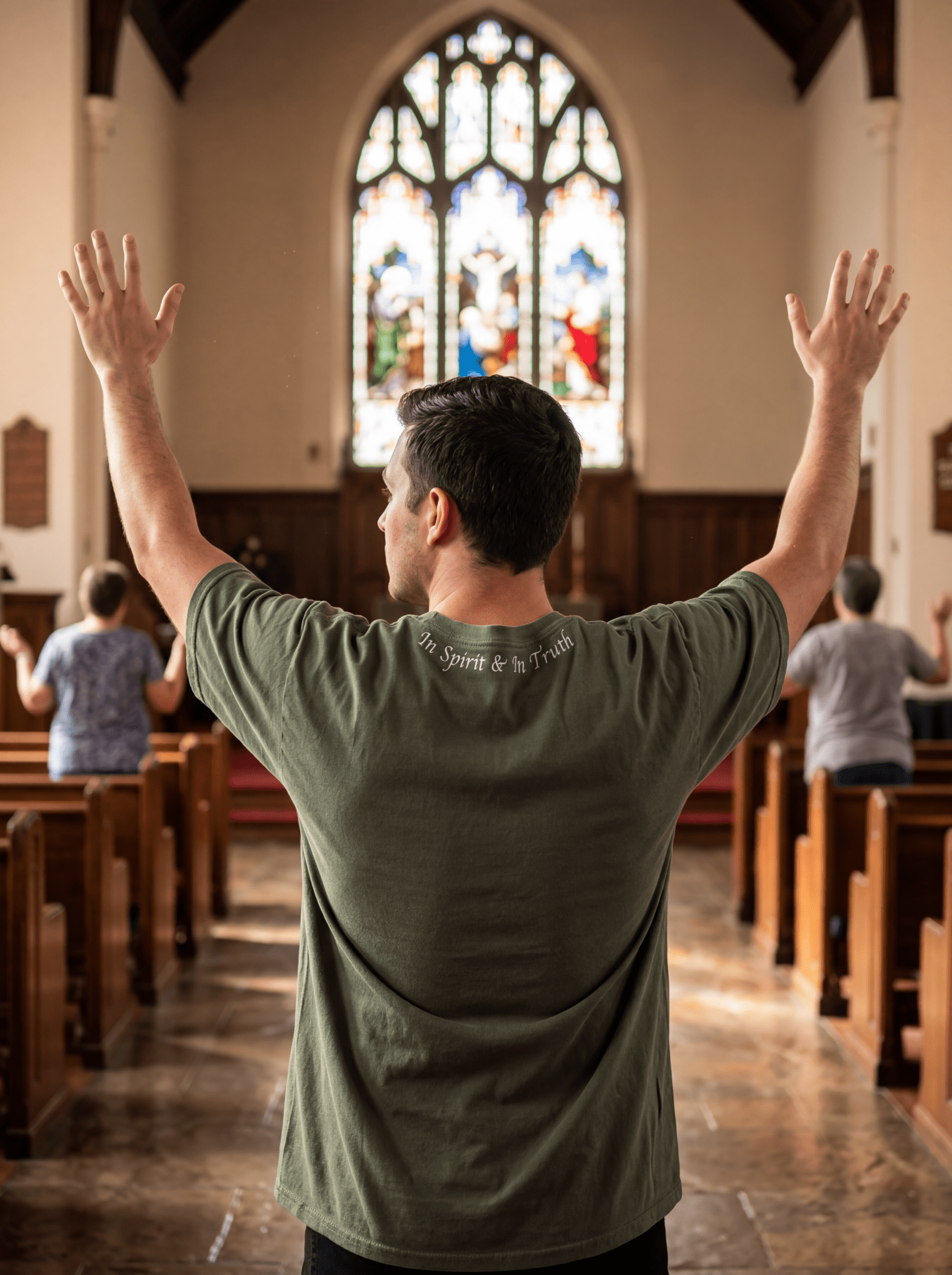 I'm Just Here 2 Worship Unisex T-Shirt - white print - Press N’ Pray Kingdom Wear