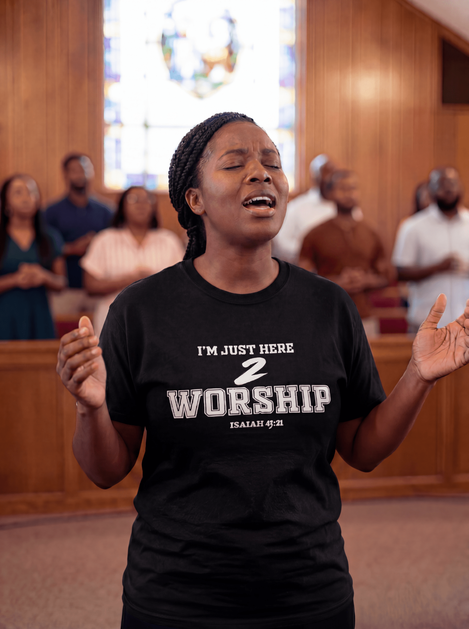 I'm Just Here 2 Worship Unisex T-Shirt - white print - Press N’ Pray Kingdom Wear