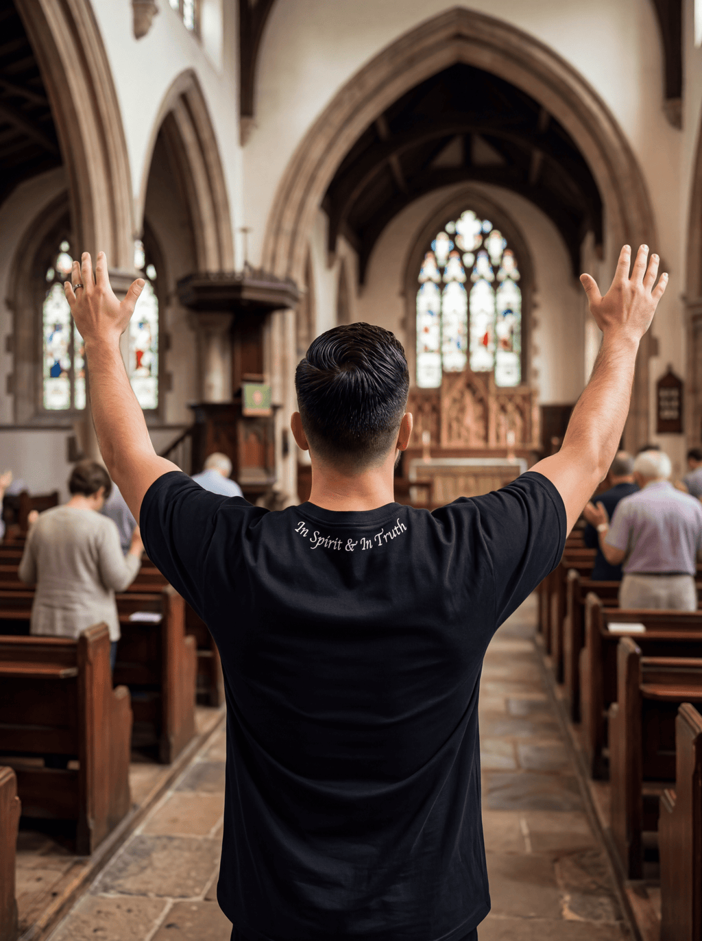 I'm Just Here 2 Worship Unisex T-Shirt - white print - Press N’ Pray Kingdom Wear