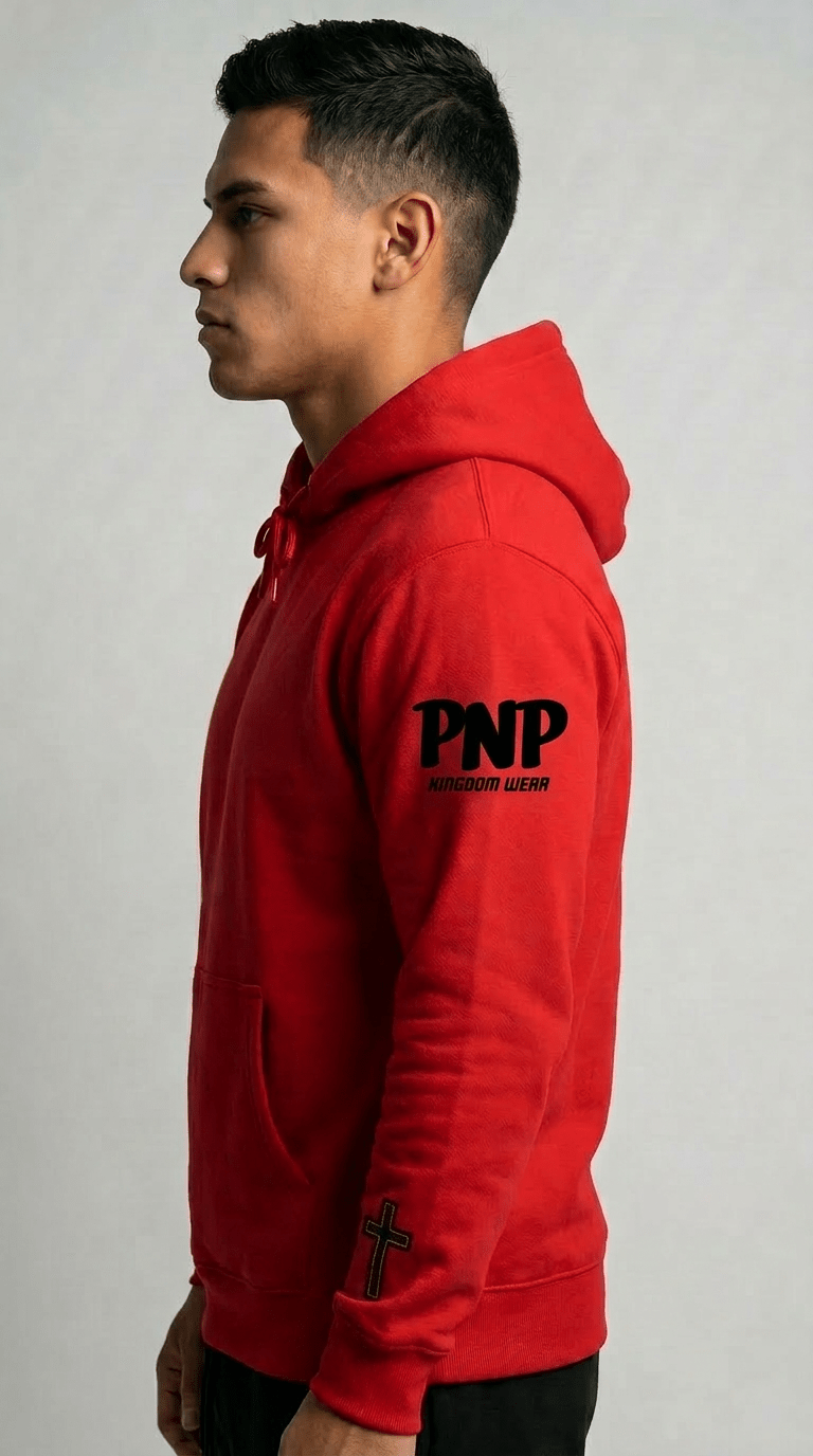 More Than A Conqueror Red Hoodie - Press N’ Pray Kingdom Wear