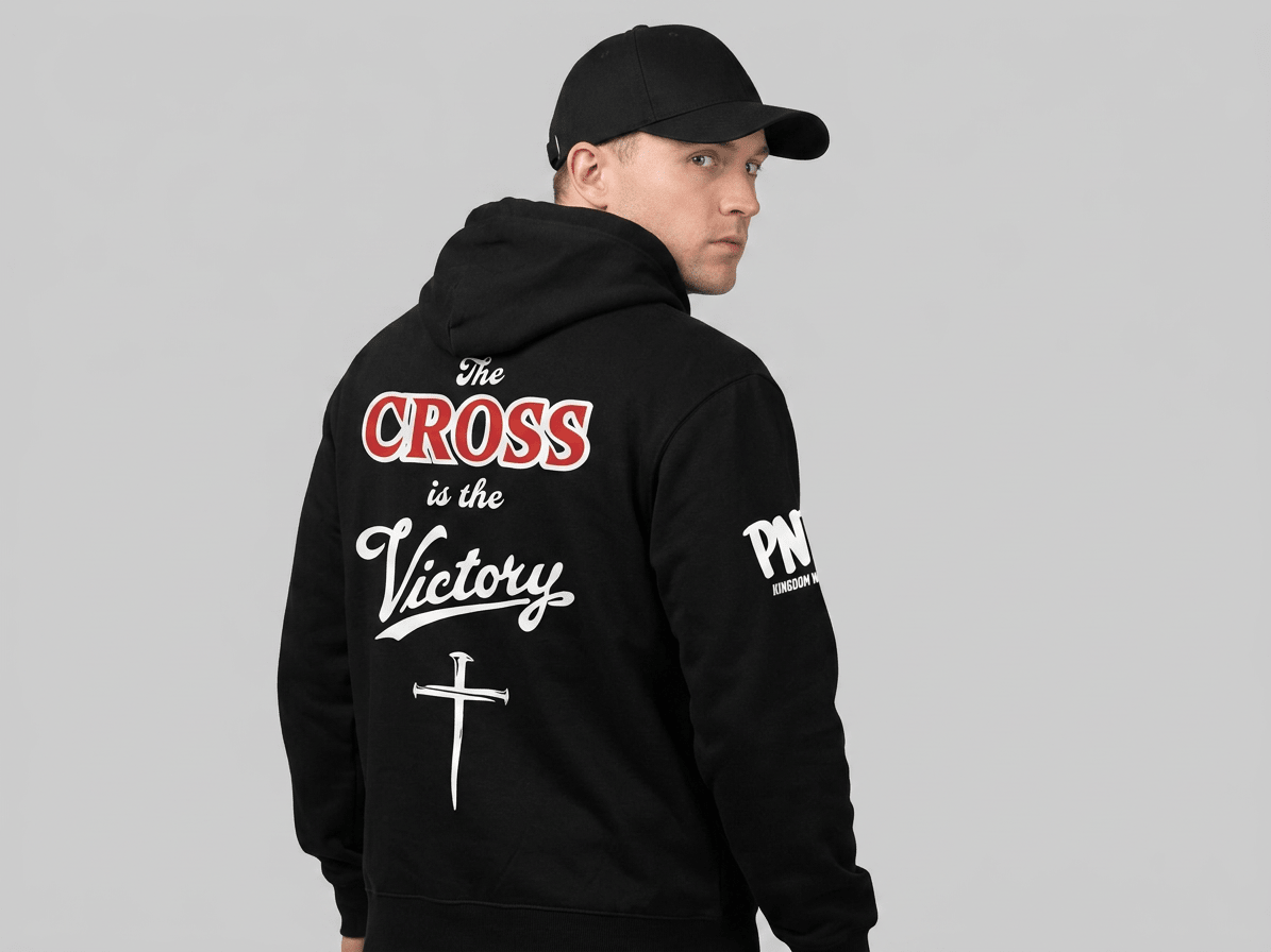 Victory Black Oversized Hoodie - Press N’ Pray Kingdom Wear