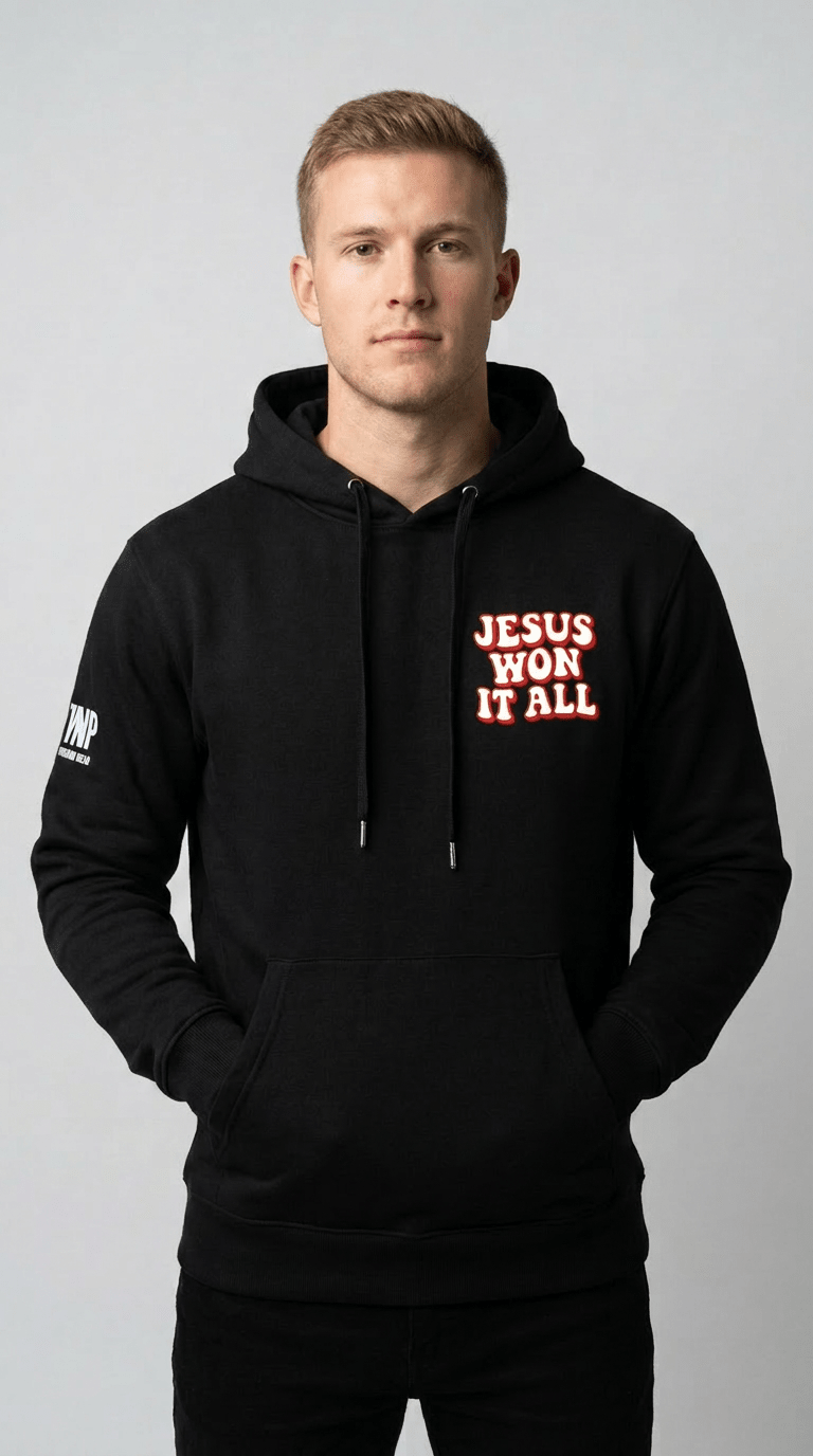 Victory Black Oversized Hoodie - Press N’ Pray Kingdom Wear